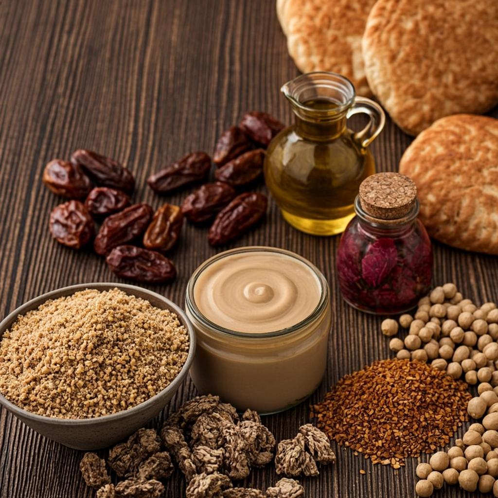 Arabic and Middle Eastern foods — dates, olive oil, spices