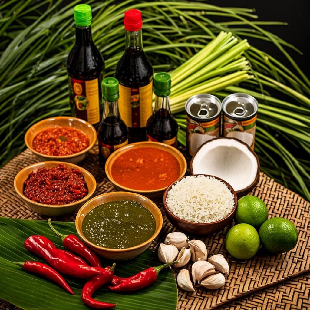 Thai curry pastes and fresh ingredients