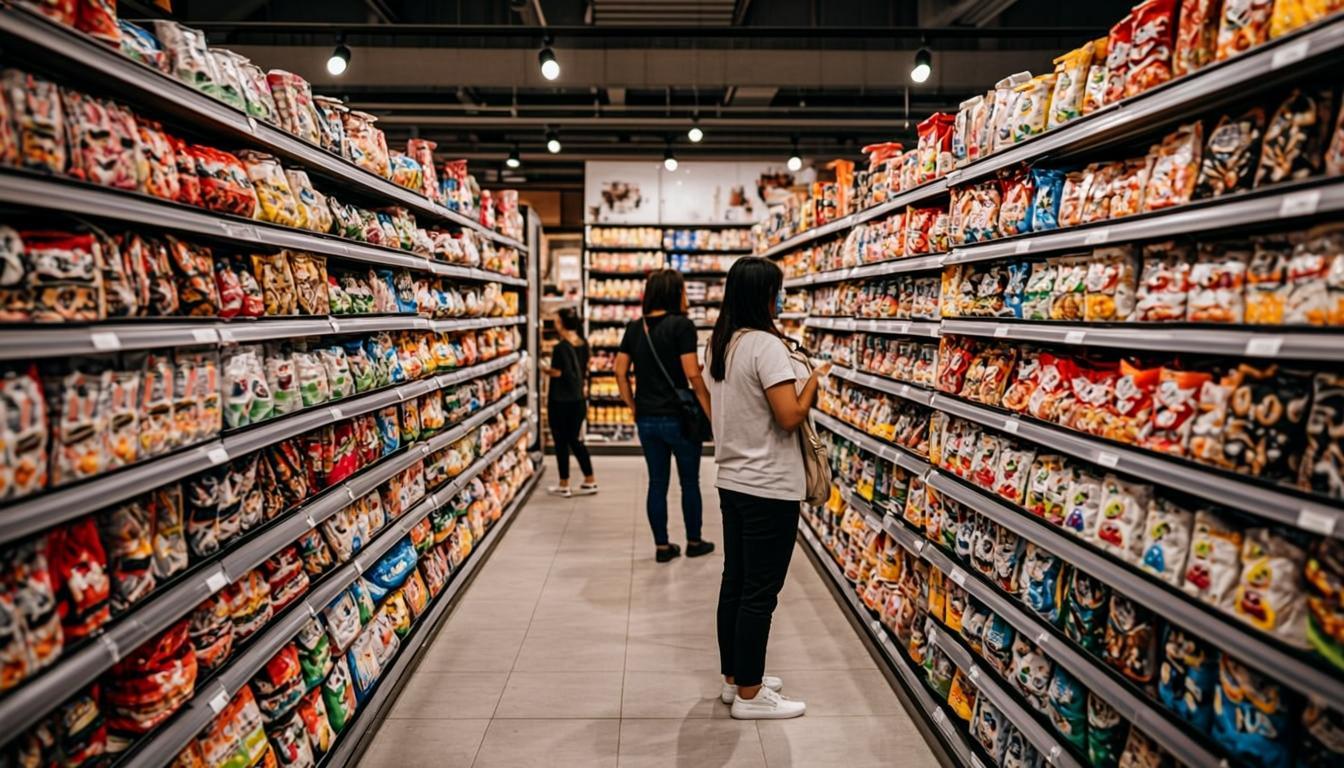Shelves full of international groceries